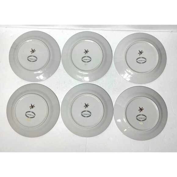 Vintage I. Godinger & Co. Porcelain Salad Dessert Plates Set Of 6 Botanical Drag - Picture 7 of 8